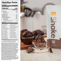 310 Nutrition Chocolate Bliss shaker cup ready for quick, smooth mixing