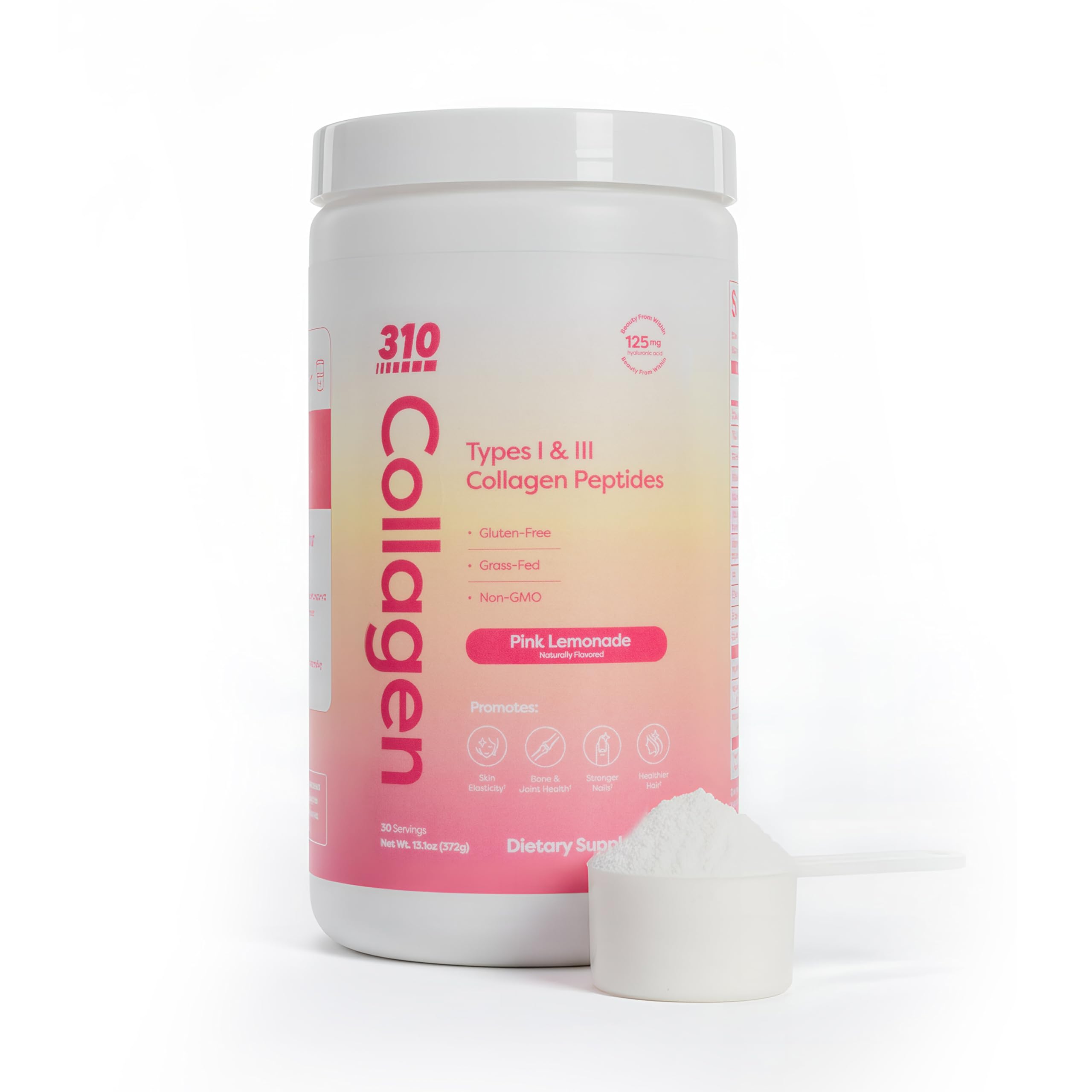 310 Nutrition Collagen Peptides Pink Lemonade bottle for daily skin and hair support.