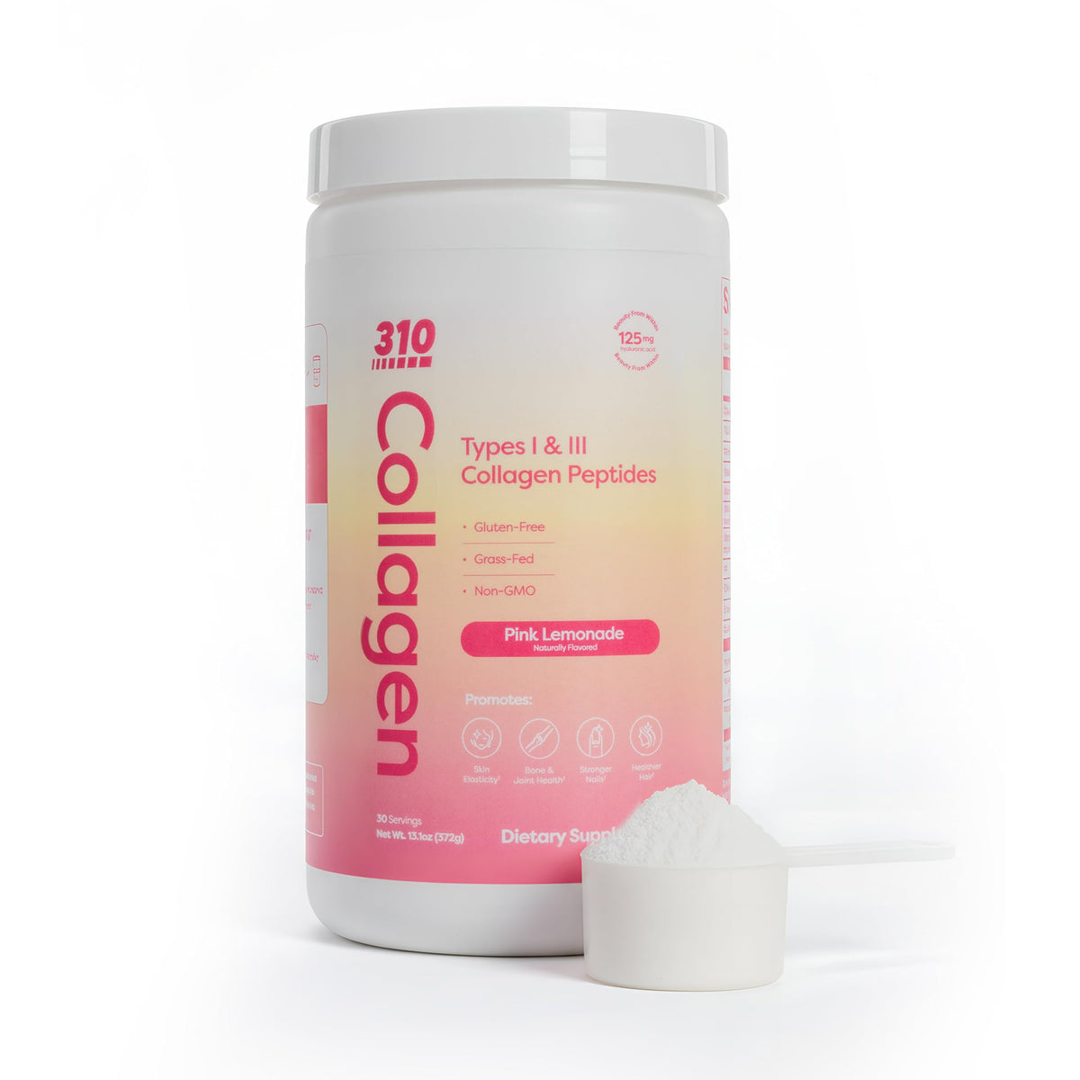 310 Nutrition Collagen Peptides Pink Lemonade bottle for daily skin and hair support.