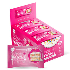 321glo collagen brownie with 16g protein per serving, ideal post-workout snack