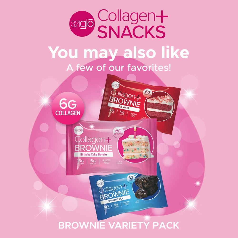 321glo collagen brownie birthday cake blondie, celebratory flavor in a 12-pack