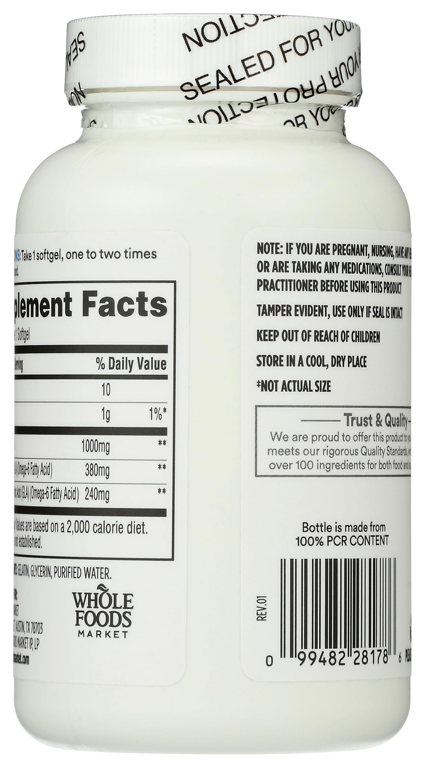 Closeup of 365 Borage Oil softgels highlighting premium quality capsules