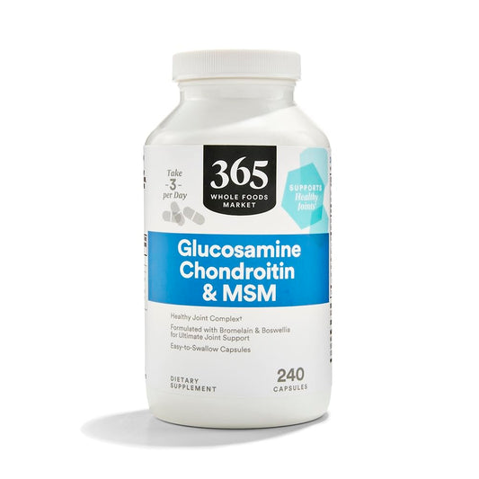365 by Whole Foods Market glucosamine chondroitin MSM bottle front for joint support