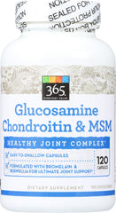 365 by Whole Foods Market glucosamine chondroitin msm bottle with easy-to-swallow capsules