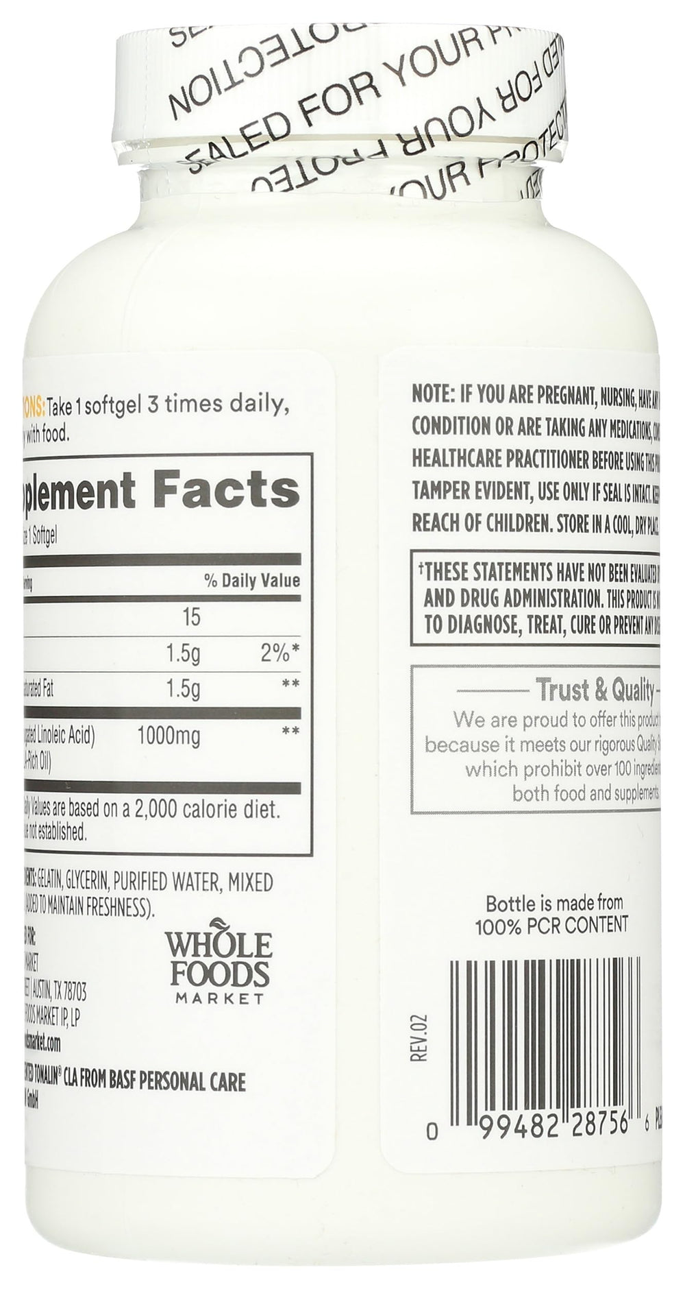365 by Whole Foods Market Tonalin CLA softgels pour demonstrates easy daily use.
