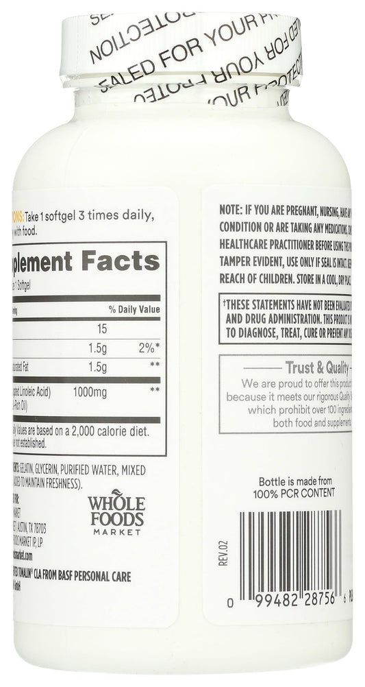 365 by Whole Foods Market Tonalin CLA softgels pour demonstrates easy daily use.