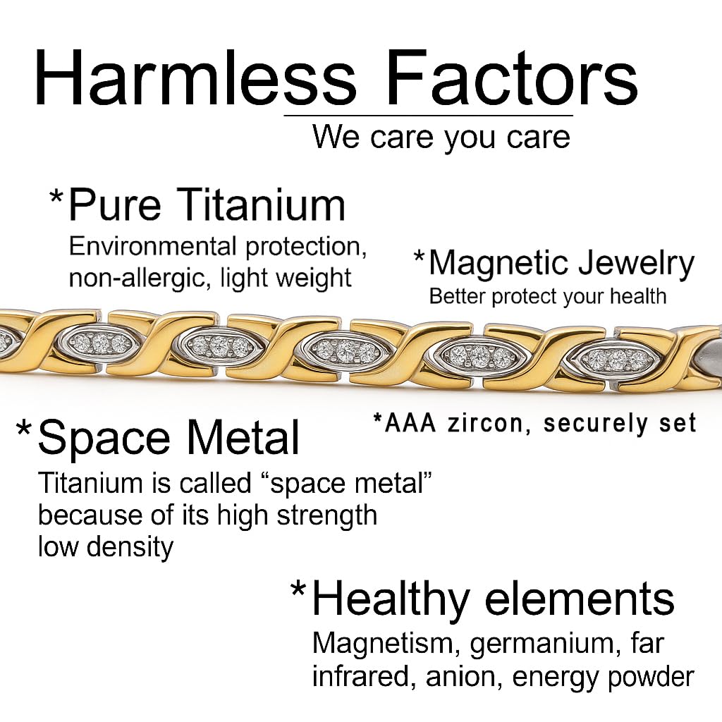 38 Elegant Titanium Magnetic Bracelet for Women close-up with zircon accents.