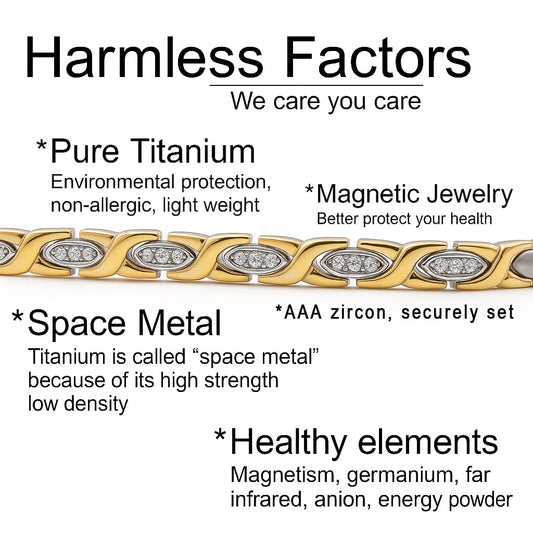 38 Elegant Titanium Magnetic Bracelet for Women close-up with zircon accents.