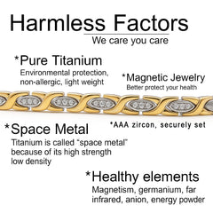 38 Elegant Titanium Magnetic Bracelet for Women close-up with zircon accents.