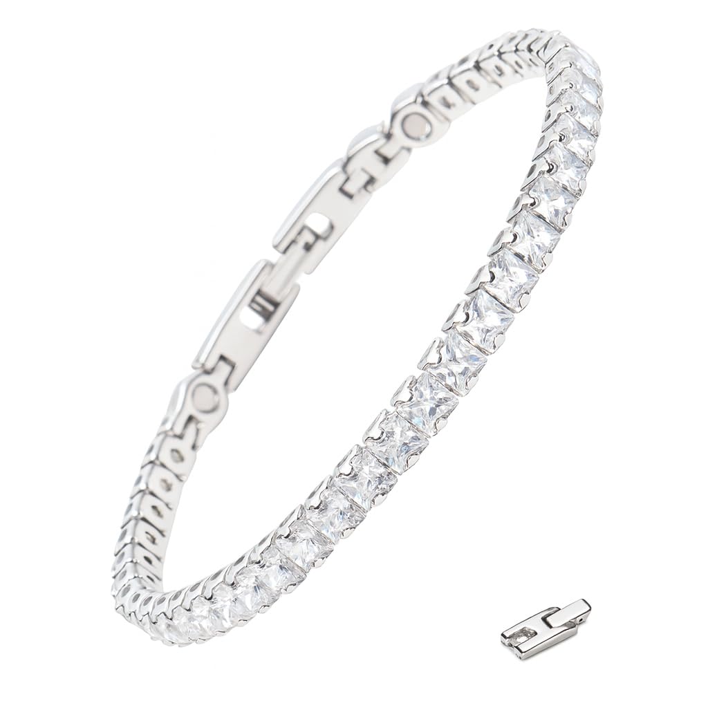 38 Elegant Zircon Magnetic Bracelet for Women front view shows sleek stainless design for daily wear
