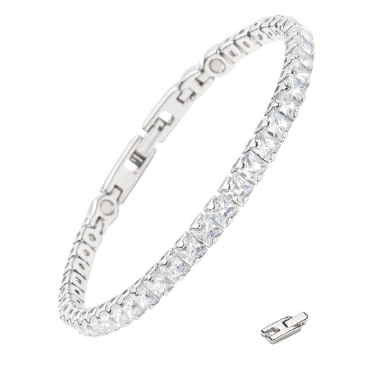 38 Elegant Zircon Magnetic Bracelet for Women front view shows sleek stainless design for daily wear