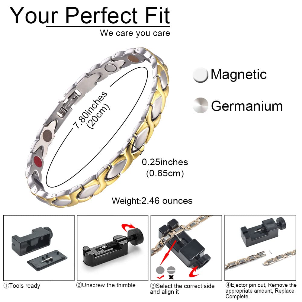 38 titanium magnetic bracelet for women in gold close-up, stylish design