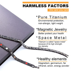 Back view of 38 titanium magnetic cross necklace in black