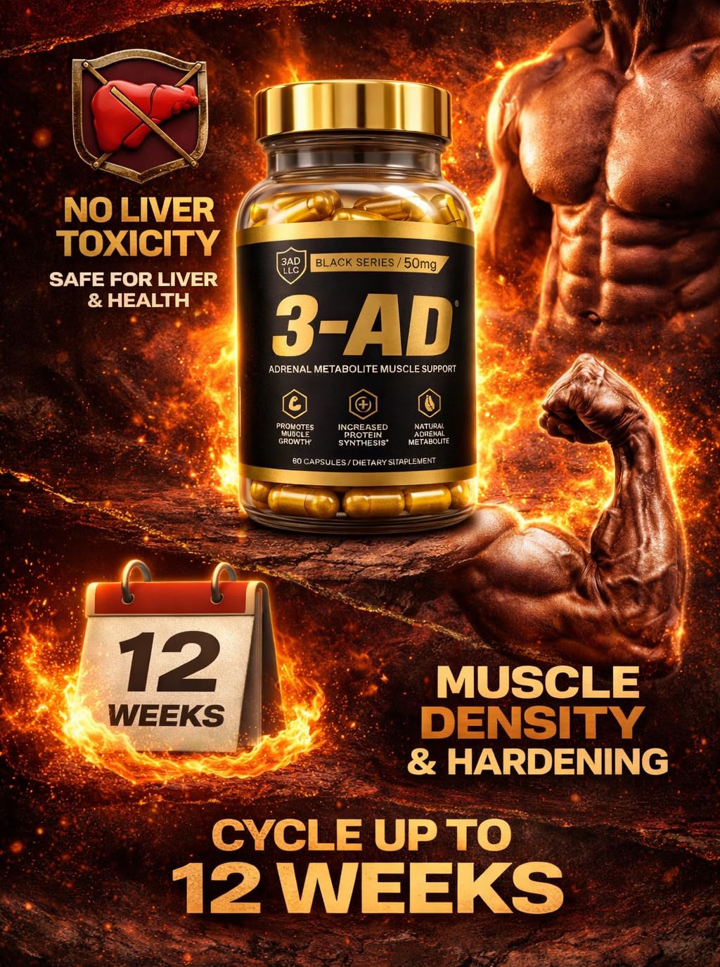 Athlete lifting weights with 3-AD Black Series suggests training support.