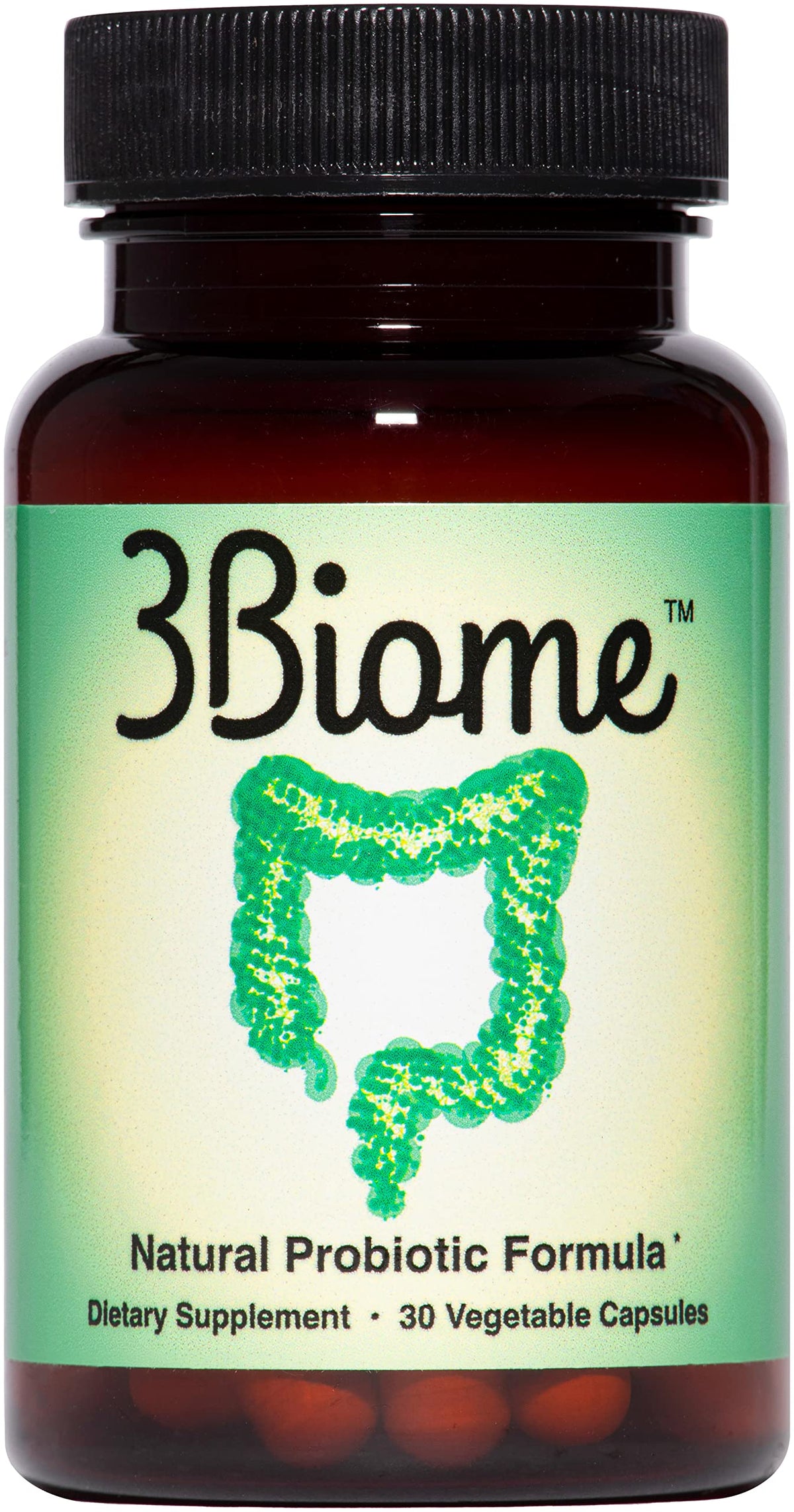 3Biome probiotic bottle for daily gut-support and easy supplementation.
