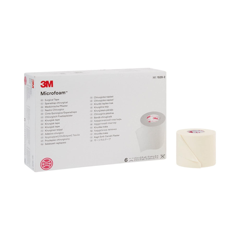 3M Microfoam Tape roll highlights conformable, stretchable foam for secure dressings.