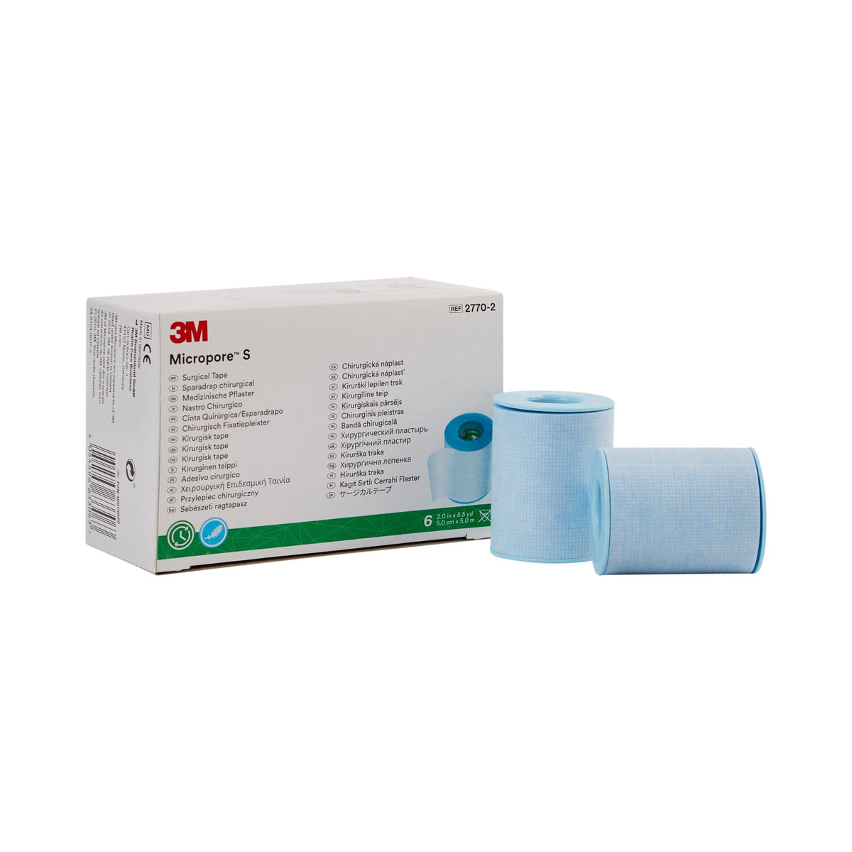 3M Micropore blue tape roll for easy tearing and secure dressings.