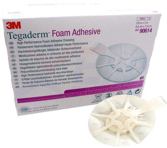 3M Tegaderm Foam Adhesive Dressing oval pad for wound fluid management and secure adhesion