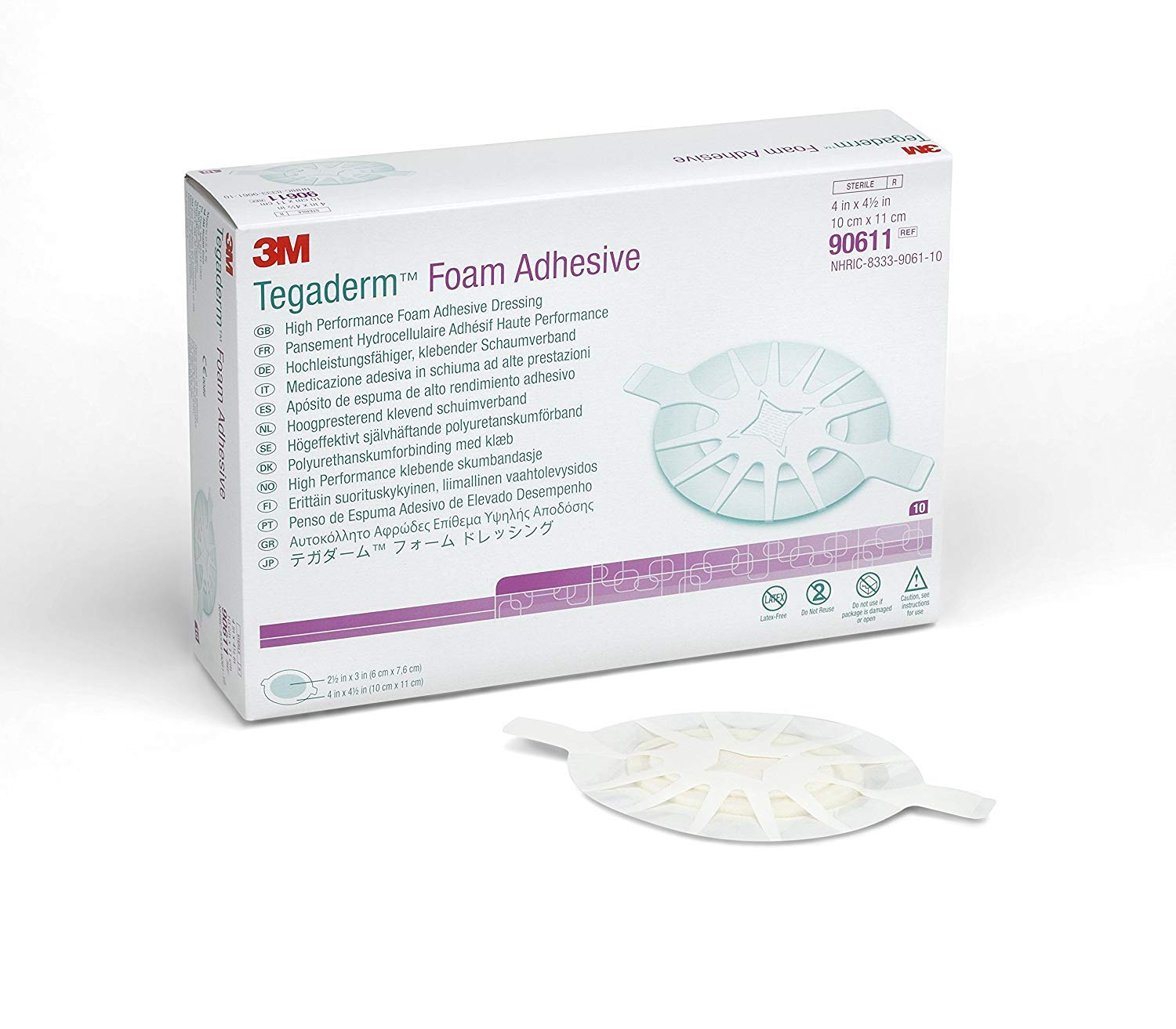 3M Tegaderm foam dressing small oval pad providing secure adhesion and moisture balance.