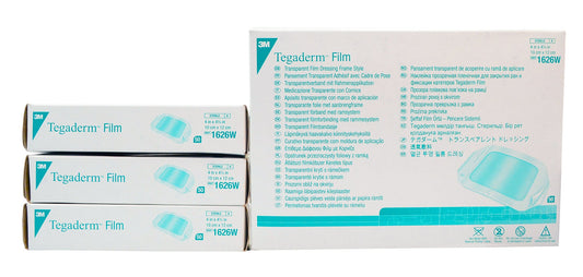 3M Tegaderm transparent film dressing covers IV site with frame delivery for easy placement and monitoring