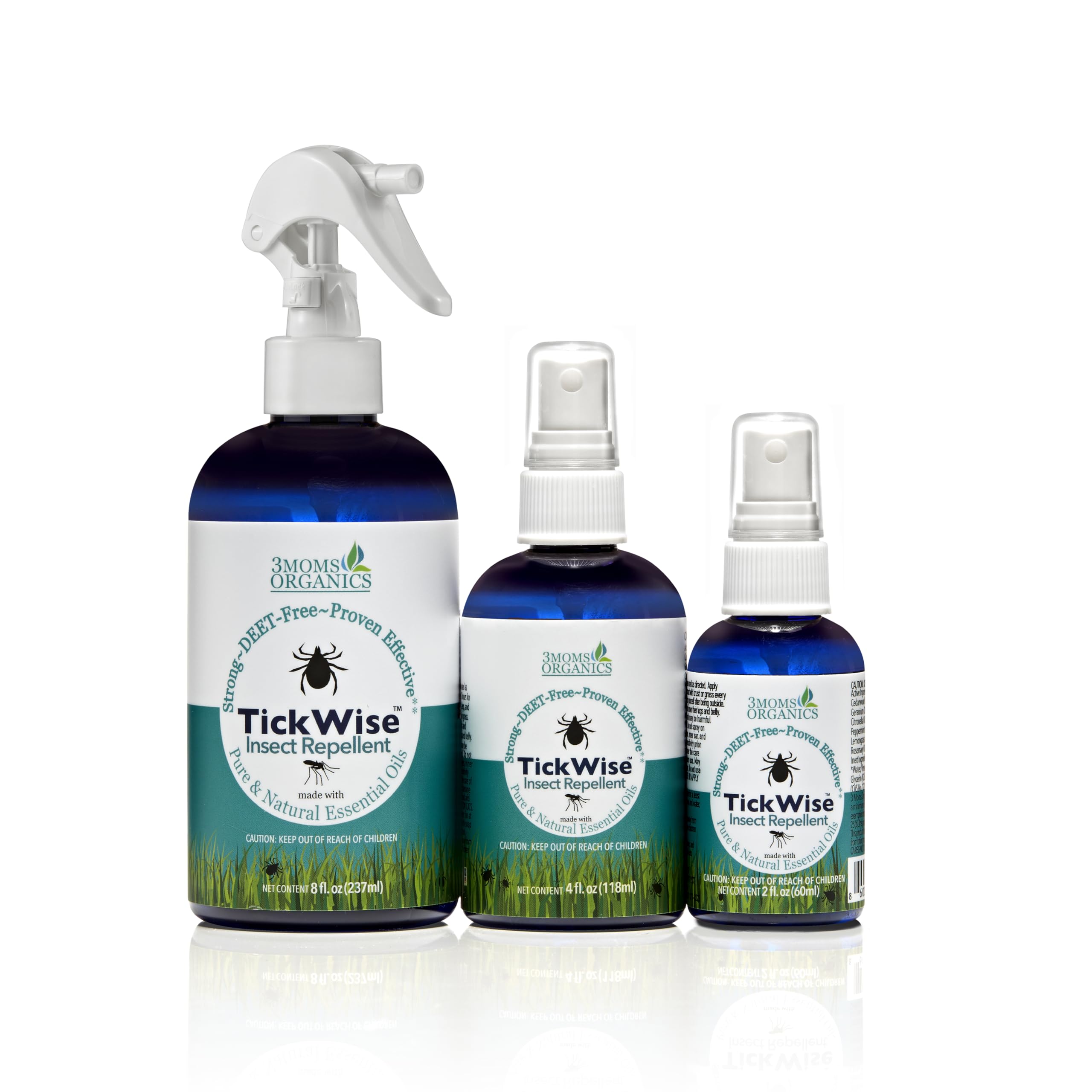 3MOMS ORGANICS TickWise 8oz bottle ready for outdoor use, plant-based formula