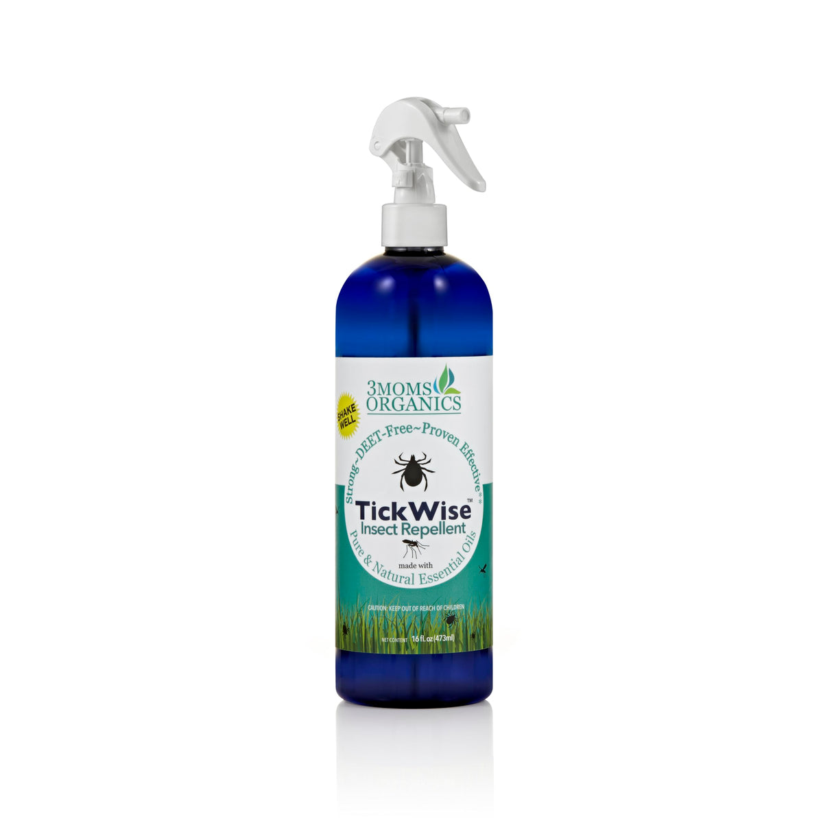 TickWise by 3 Moms Organics bottle front displaying plant-based formula for family use