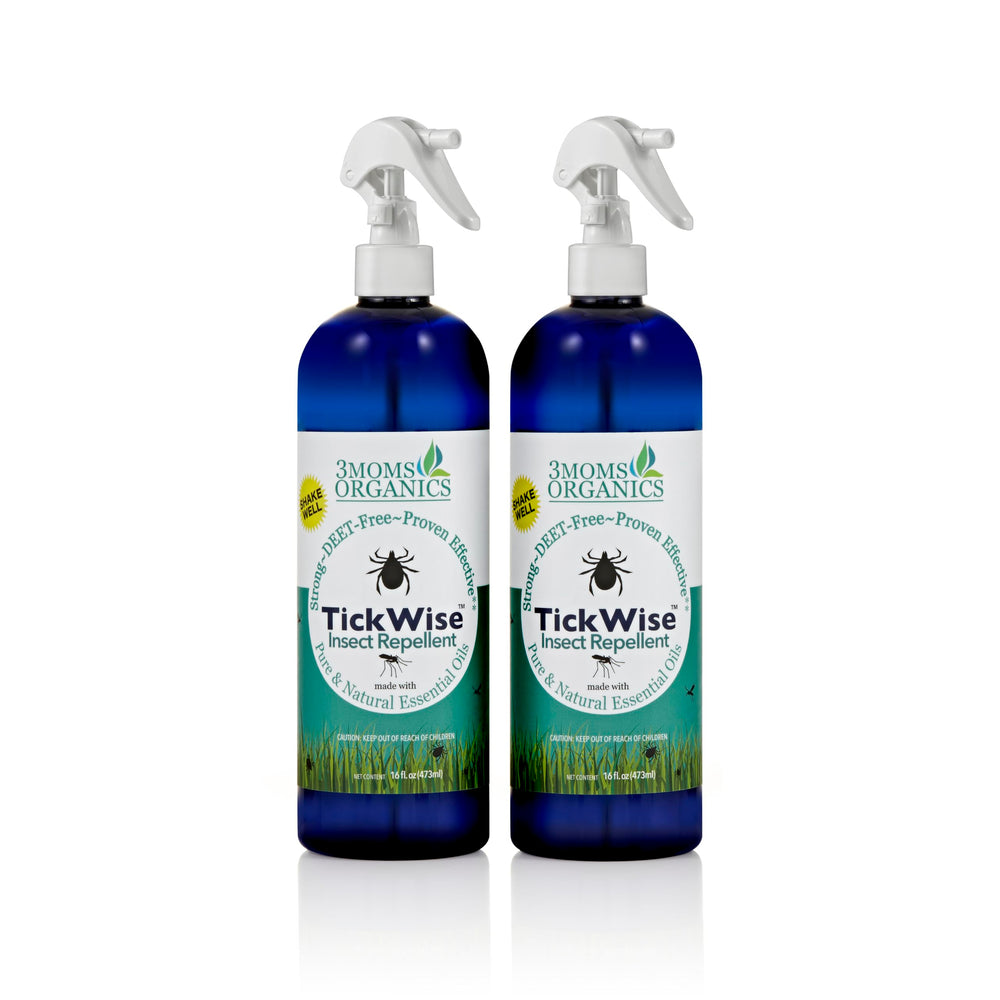 TickWise bottle in outdoor setting providing plant-based protection for the family.