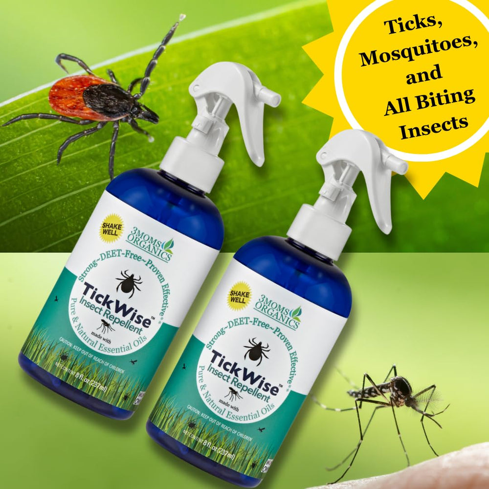 3MOMS TickWise 8oz bottle features plant oils for family-friendly outdoor protection