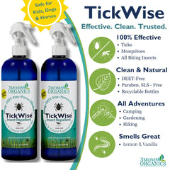 TickWise beside camping gear for natural outdoor protection.