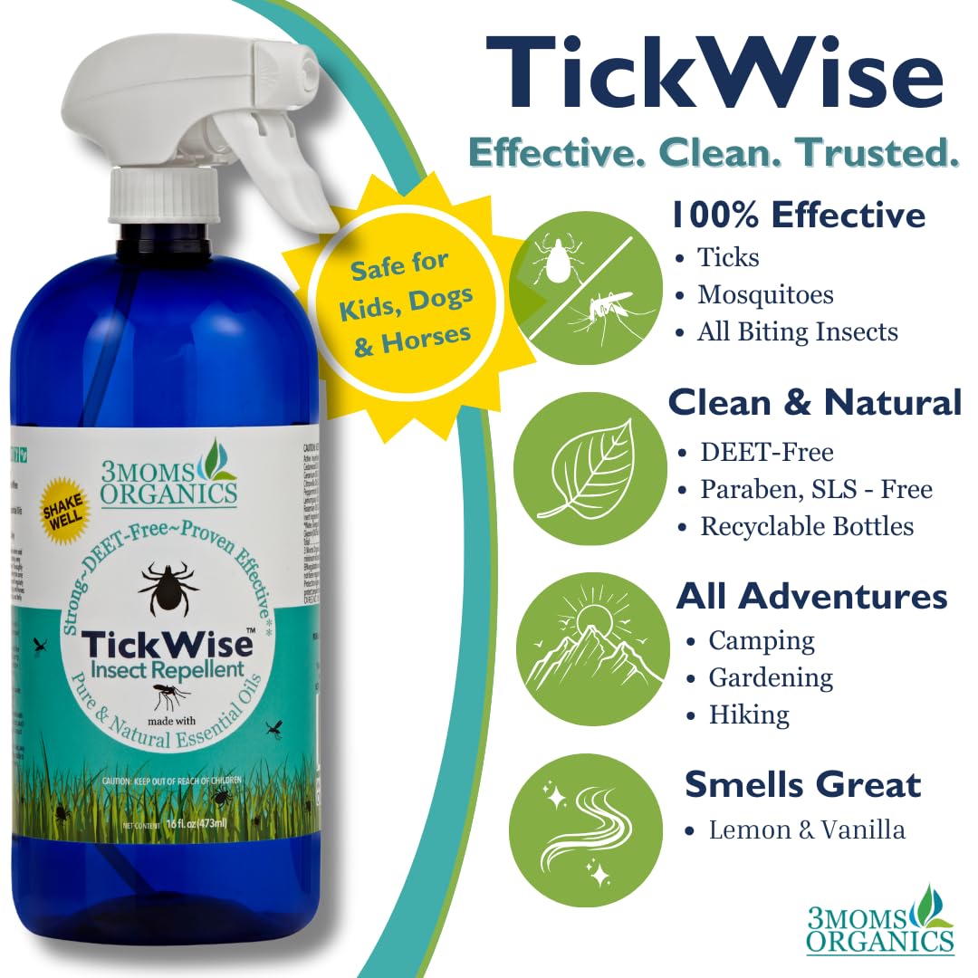 3MOMS TickWise plant-based oils blend for safe insect repellent.