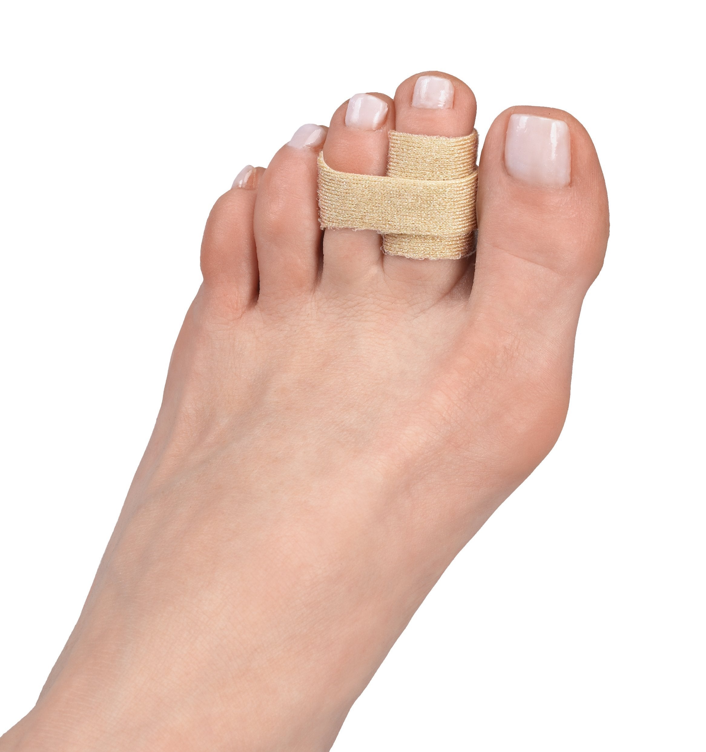 Close-up of wrapped 3pp toe loop showing comfortable cushioning between toes.