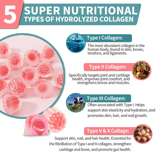 Strawberry-flavored collagen gummies from 4 BIRDIES GOLF for radiant skin and nails.
