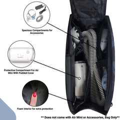 40Winkz padded main compartment cushions your mask and hoses.