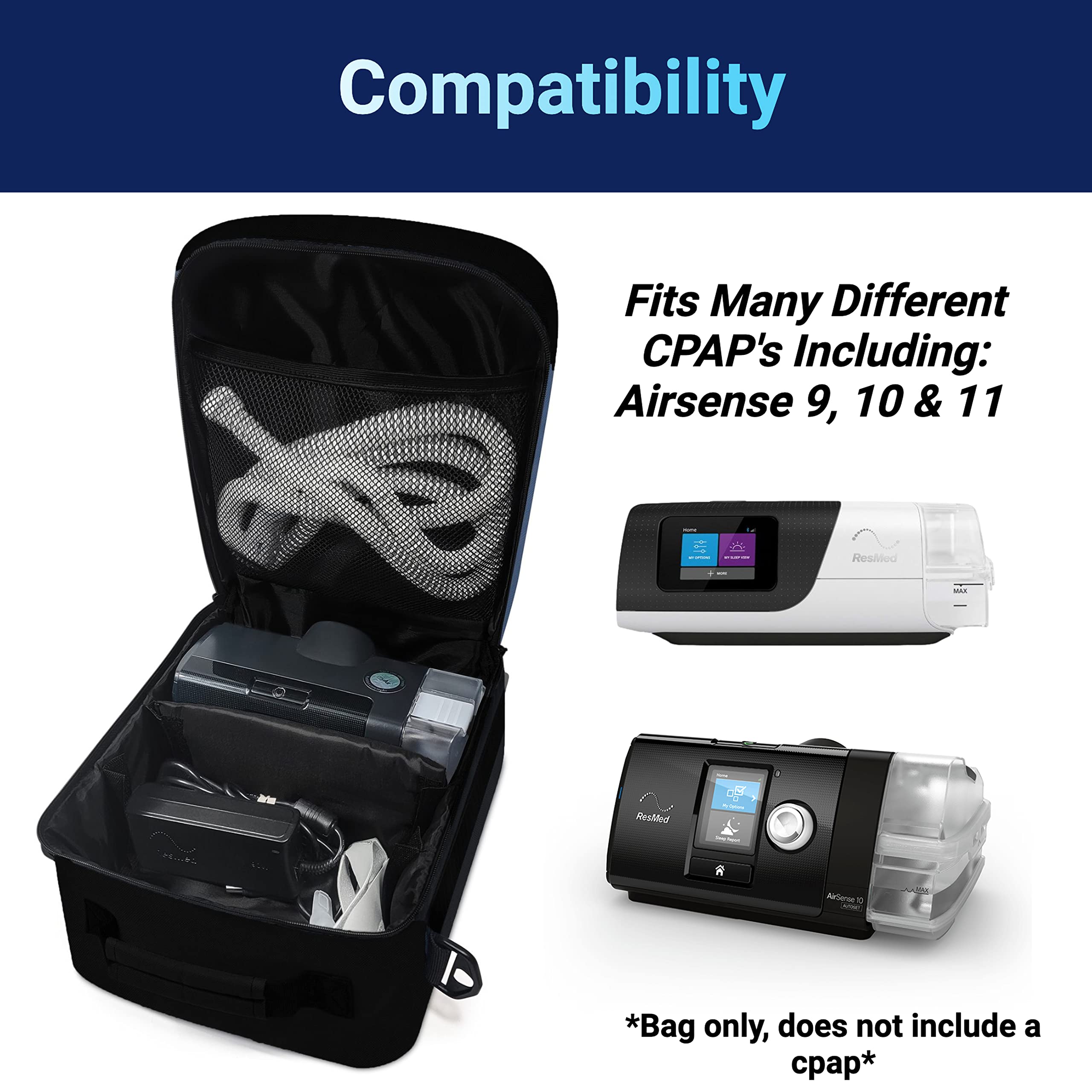 40Winkz CPAP travel bag durable fabrics and zippers stand up to frequent use.