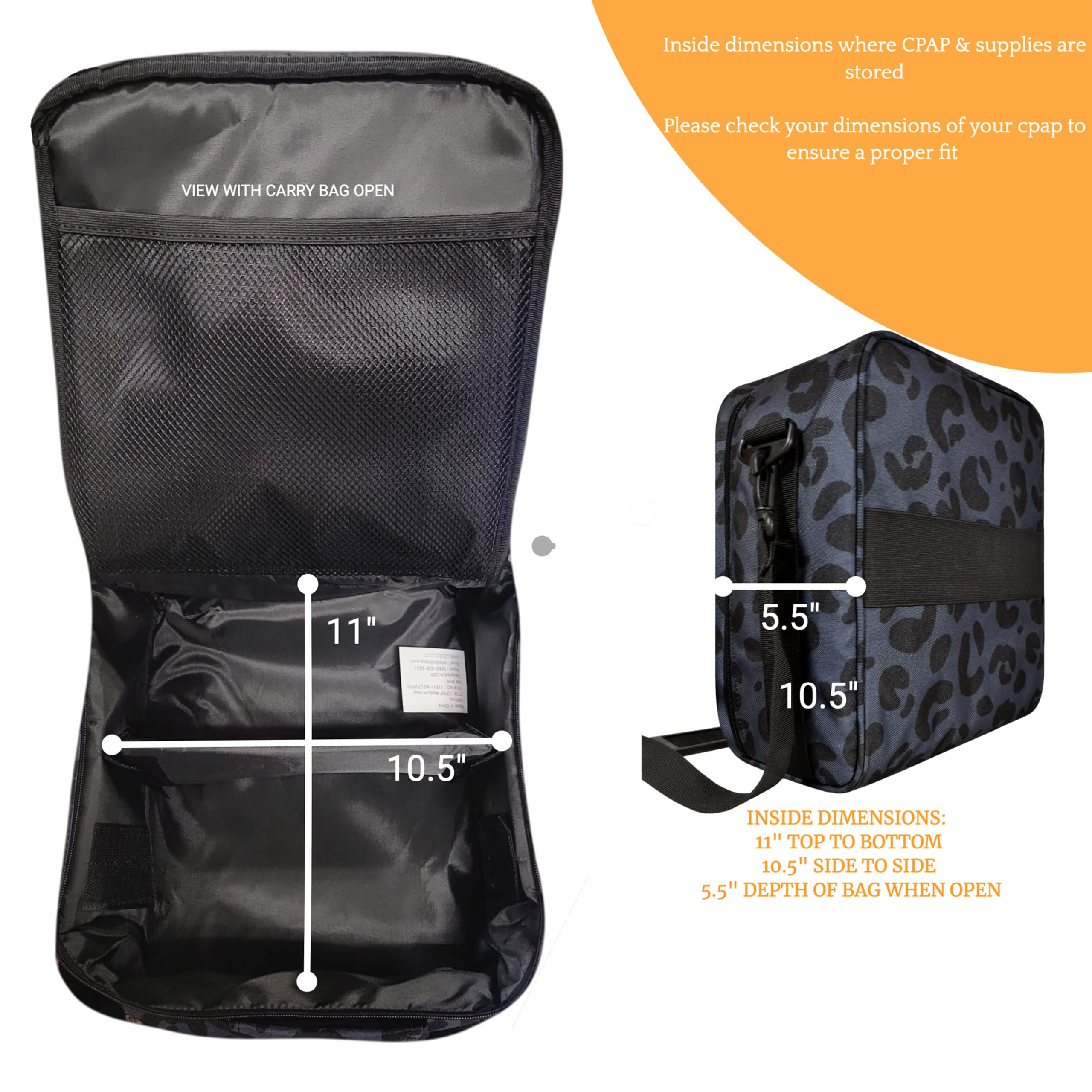 40Winkz CPAP travel bag secure front pocket stores keys and small essentials.