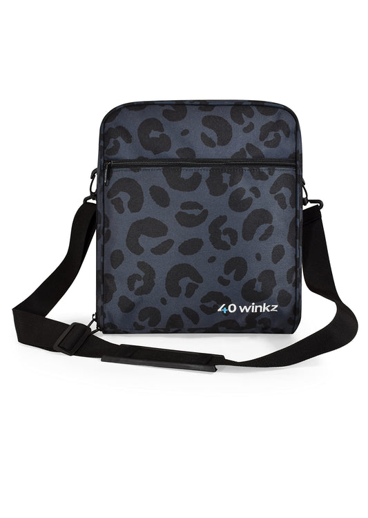 40Winkz CPAP travel bag in leopard print exterior for organized travel gear