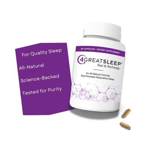 Close-up of 4GreatSleep capsules showing easy-to-swallow format
