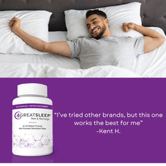 Capsules close-up from 4GREATSLEEP suggesting trusted, drug-free relaxation aid.