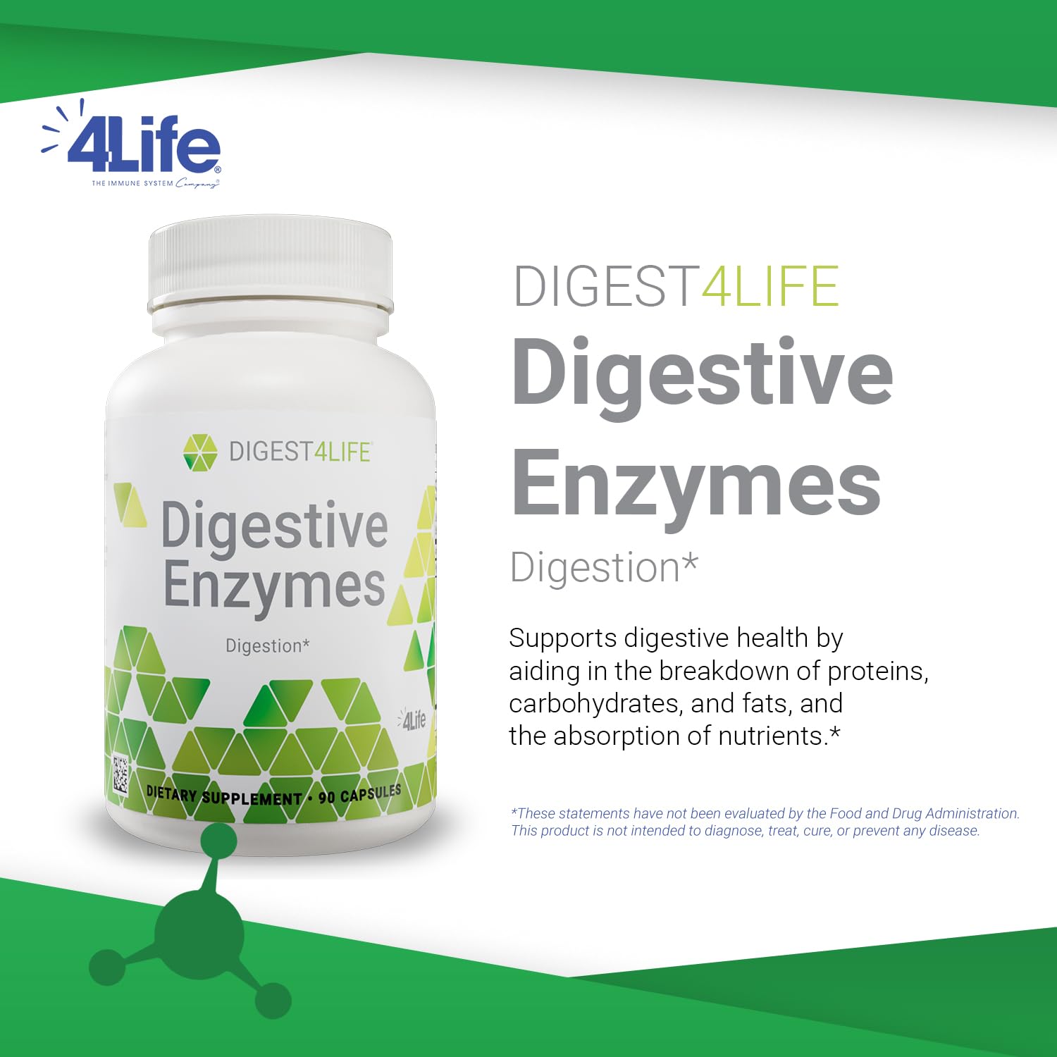 4Life Digestive Enzymes label detail highlighting 16 enzymes for digestion.