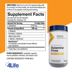 4Life Glutamine Prime cap close-up showing capsule for daily use.