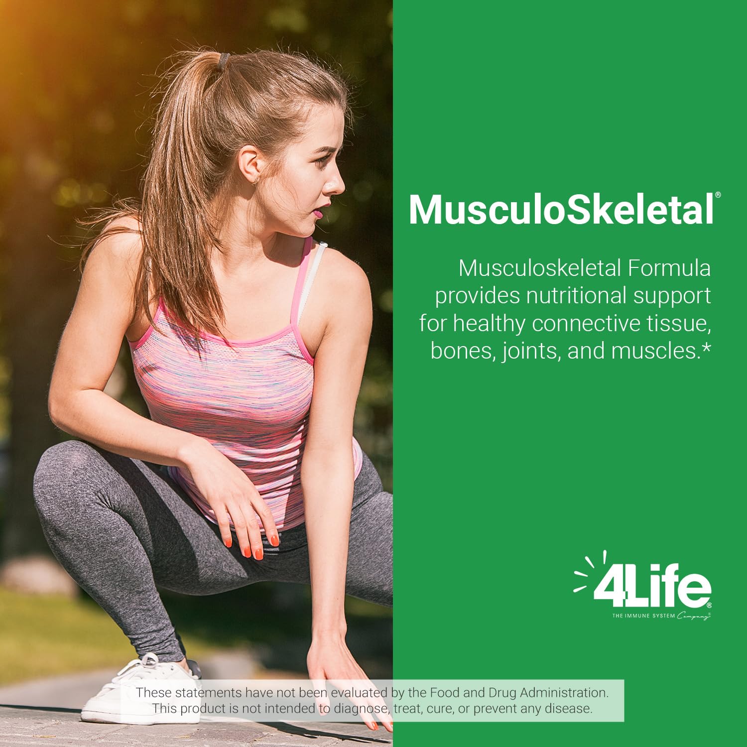 4Life Musculoskeletal Formula supports muscle recovery during workouts and daily activities