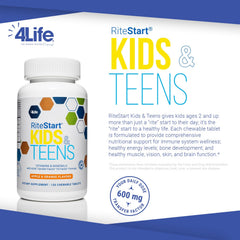 4Life RiteStart Kids Apple flavor chewables close-up shows kid-friendly texture for easy use.