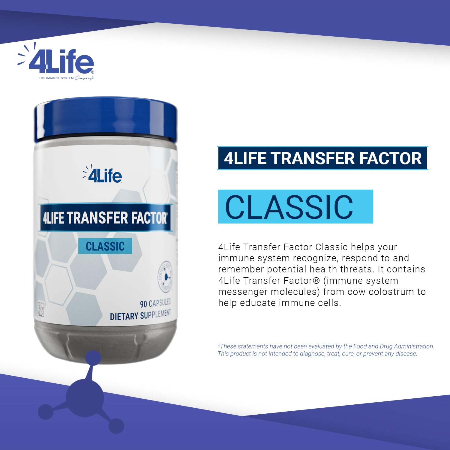 4Life Transfer Factor Classic capsules with cow colostrum source support immune cell education
