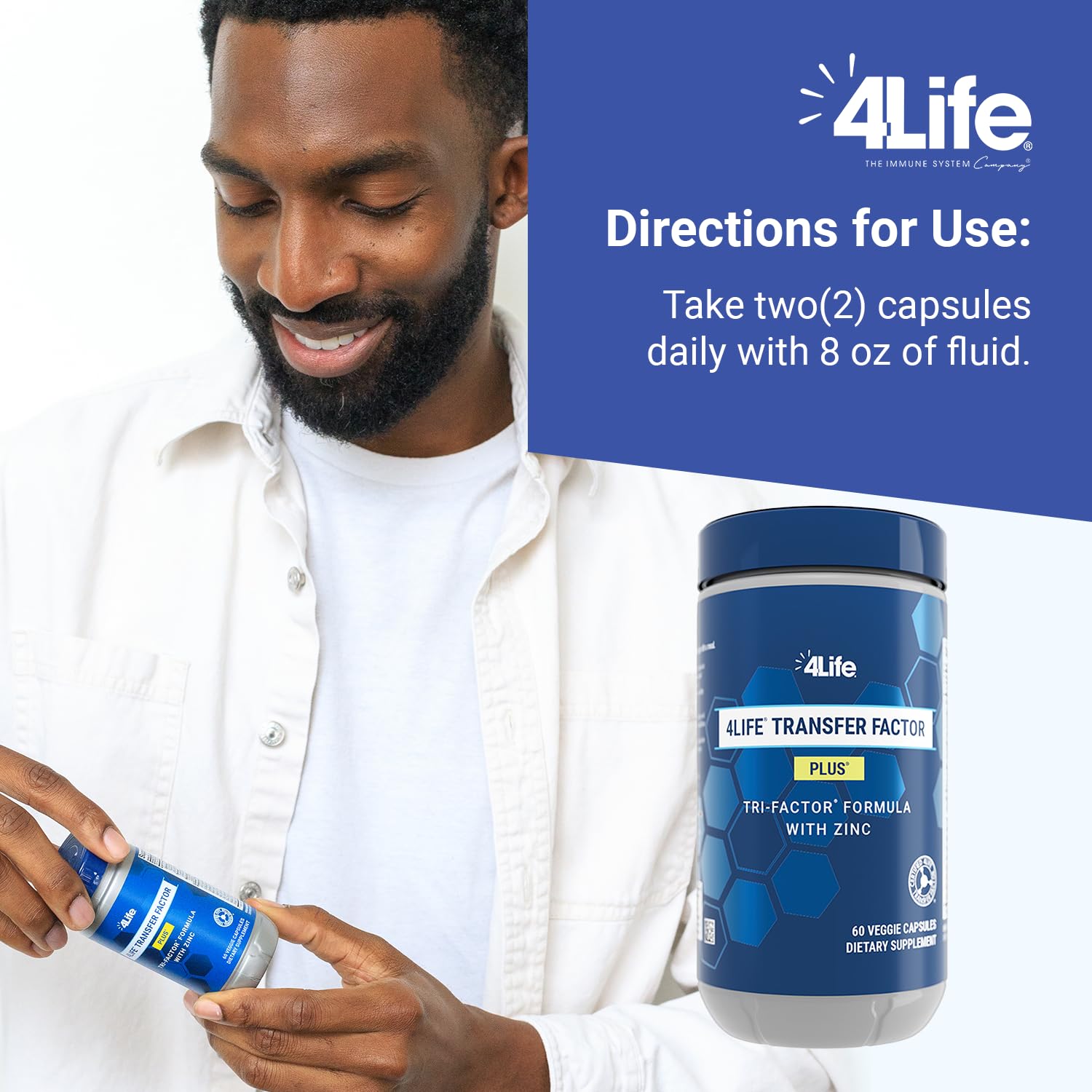 4Life Transfer Factor Plus capsule close-up for convenient daily use.