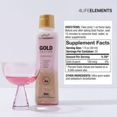 4LifeElements Gold Factor pour shot illustrating convenient daily dosing