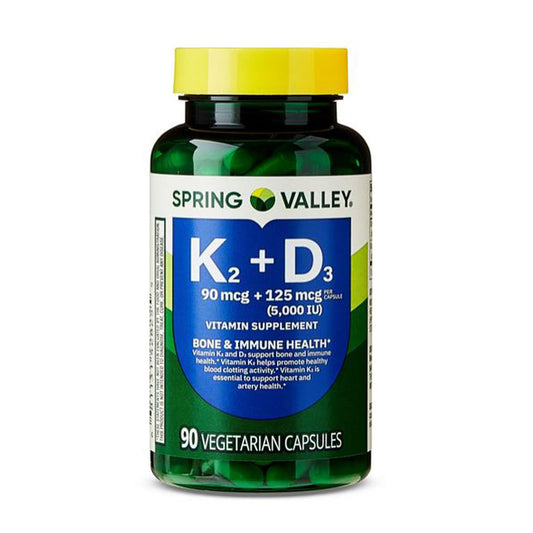 4 TOP CARE Vitamin K2 D3 bottle with capsules for daily bone support.