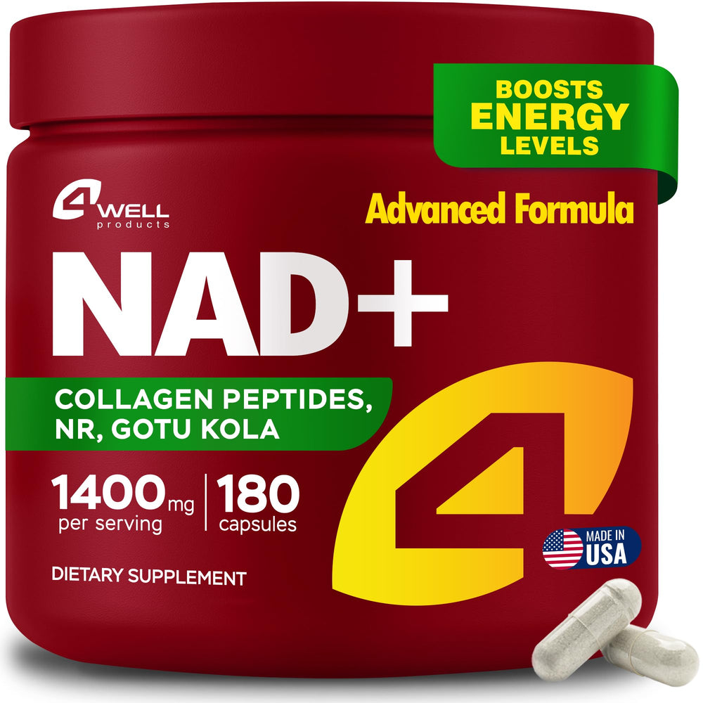 4Well Gotu Kola NAD Plus supplement bottle promotes daily vitality