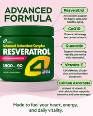 4Well Resveratrol capsules closeup depicts easy to swallow capsules for daily use