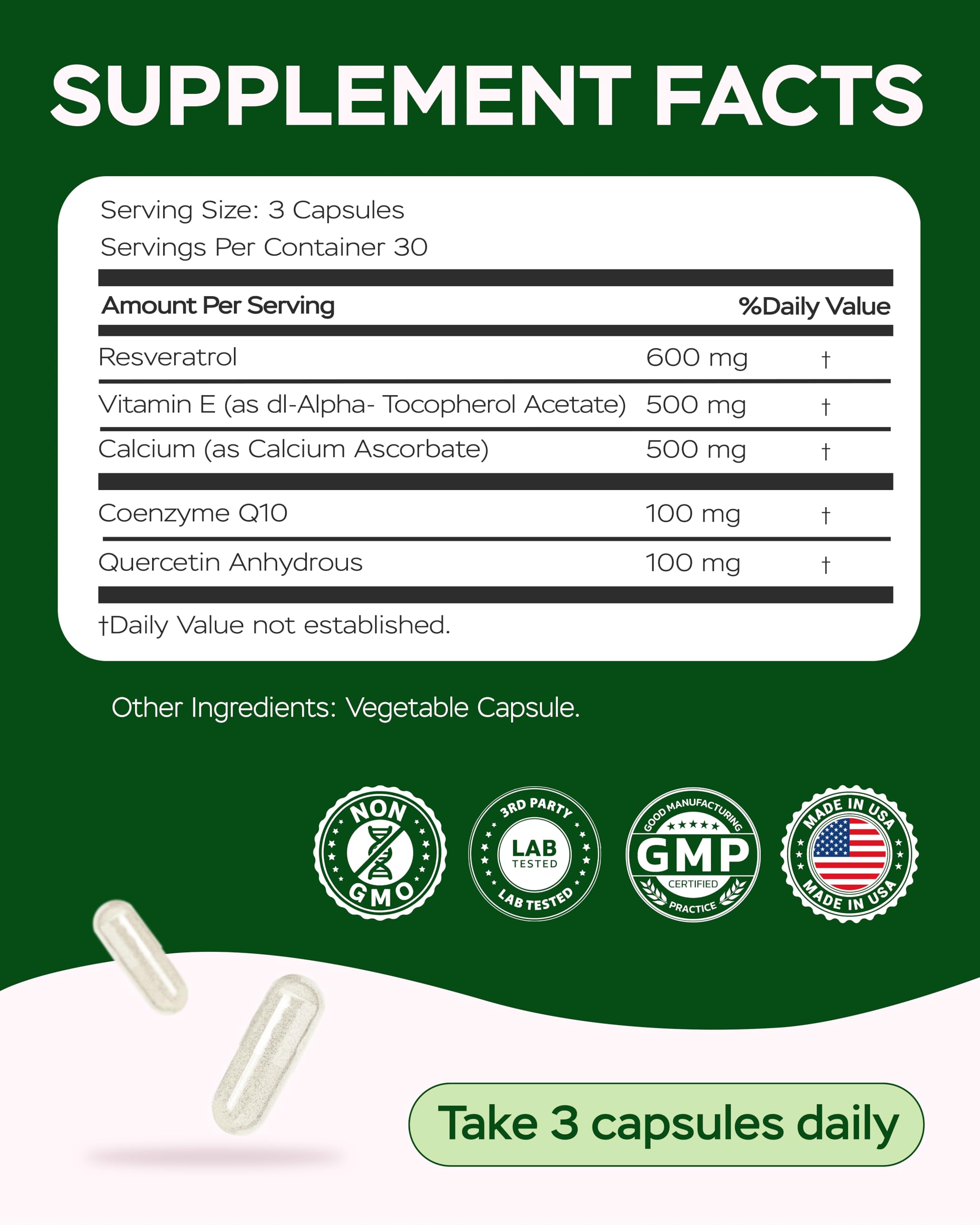 4Well Resveratrol label detail reveals ingredients and potency of the formula