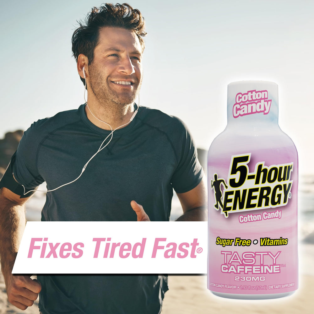 5-hour ENERGY cotton candy shot bottle side view for travel